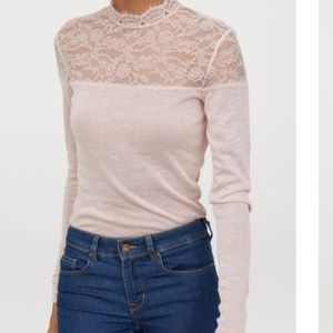 NEW H&M PINK LACE BLOUSE TOP
